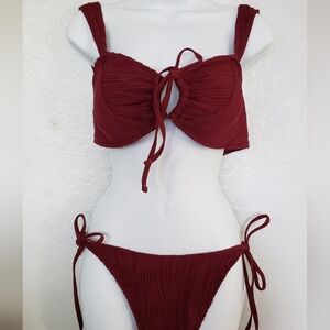 Two Piece Cherry Color Bikini swimsuit size XL